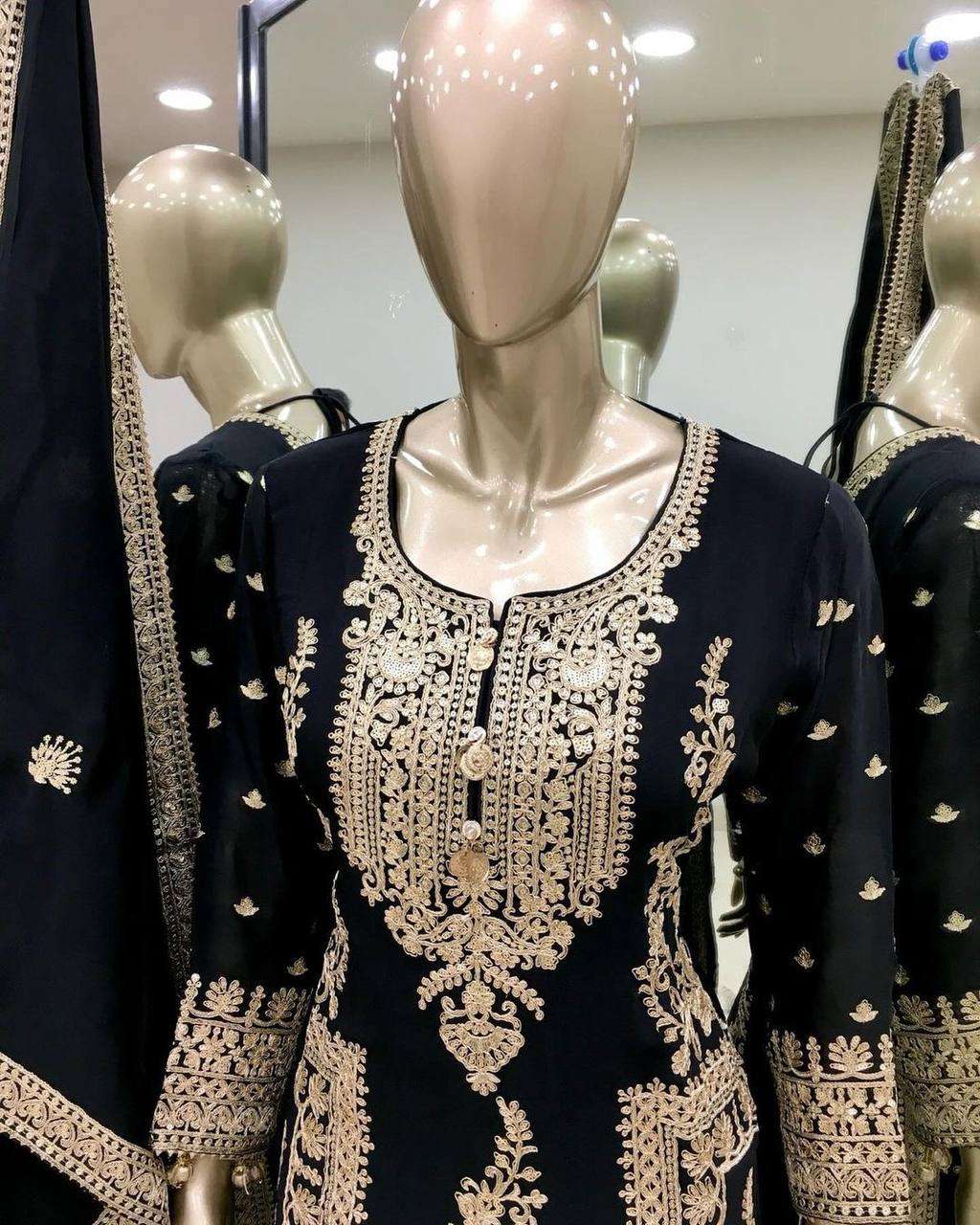 Chinon Silk Kesh141 151 Suits & Dresses Islamic Clothing  Pakistani Embroidery Palazzo Ladies Silk Suits