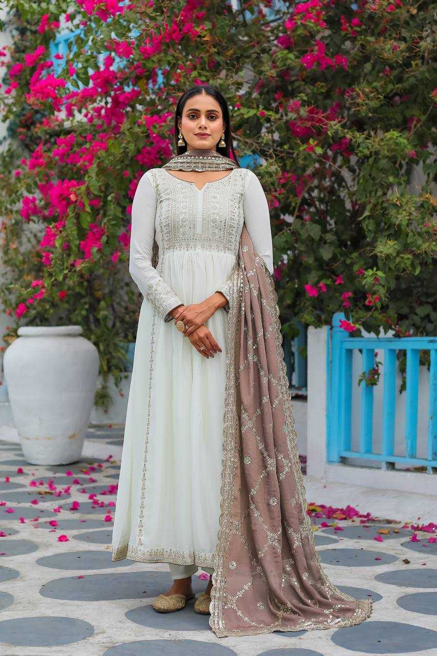 Chinon Silk Kesh141 157 Gowns  Embroidered Anarkali Long Work Gowns