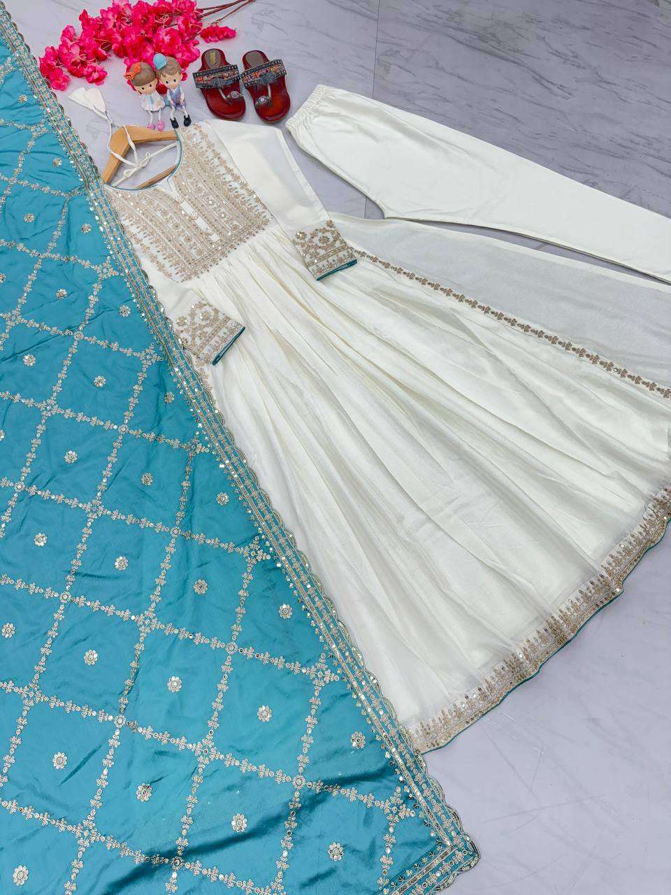 Chinon Silk Kesh141 157 Gowns  Embroidered Anarkali Long Work Gowns