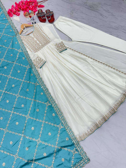 Chinon Silk Kesh141 157 Gowns  Embroidered Anarkali Long Work Gowns