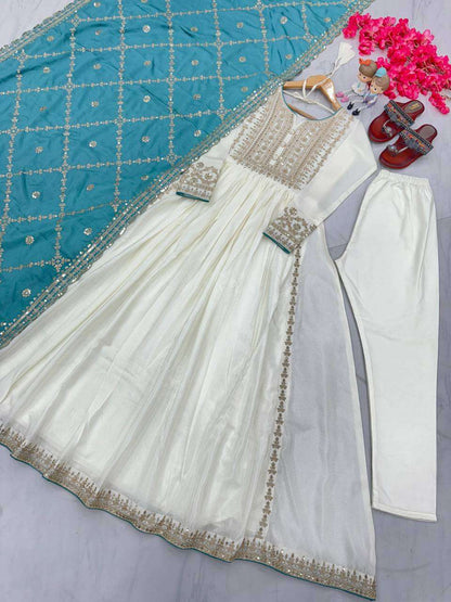 Chinon Silk Kesh141 157 Gowns  Embroidered Anarkali Long Work Gowns