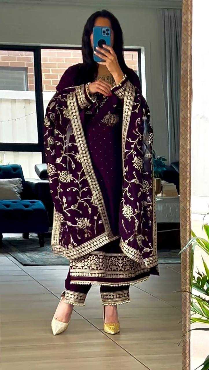 Chinon Silk Kesh143 430 Suits & Dresses  Kashmiri Embroidery Ladies Silk Ladies Party Wear Suits