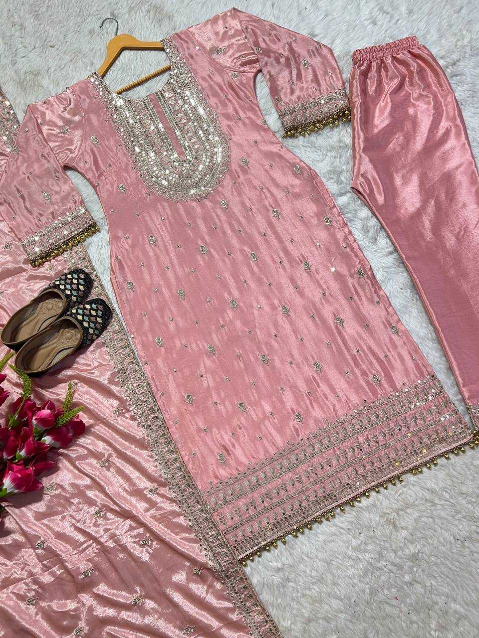 Chinon Silk Kesh144 1216 Suits & Dresses  Ladies Embroidery Ladies Silk Wedding Diwali Collections Suits