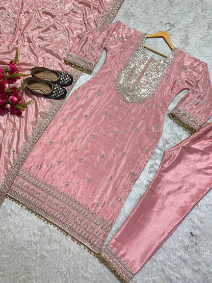 Chinon Silk Kesh144 1216 Suits & Dresses  Ladies Embroidery Ladies Silk Wedding Diwali Collections Suits