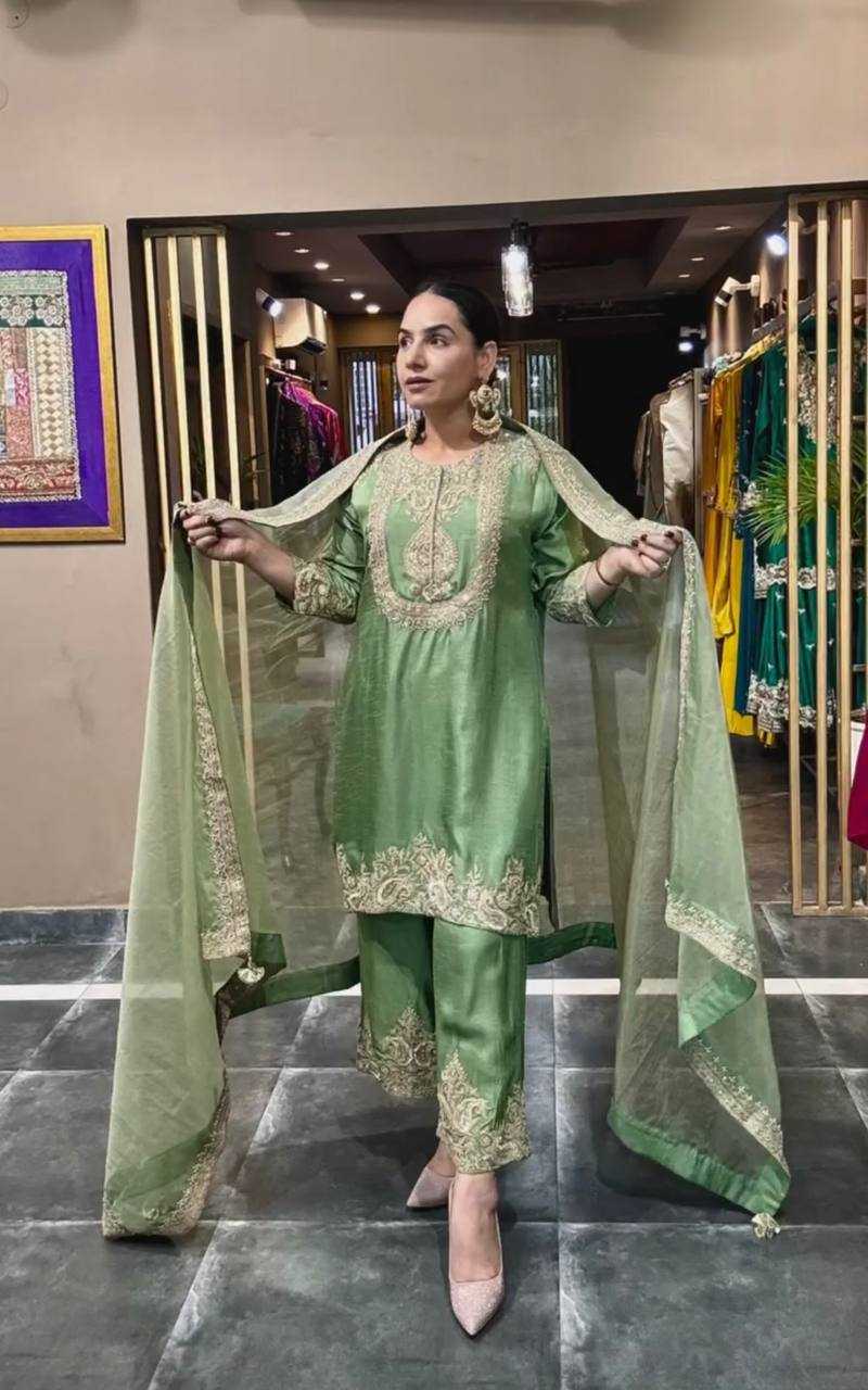 Chinon Silk Kesh145 3022 Suits & Dresses  Silk Embroidered Palazzo Wedding Suits