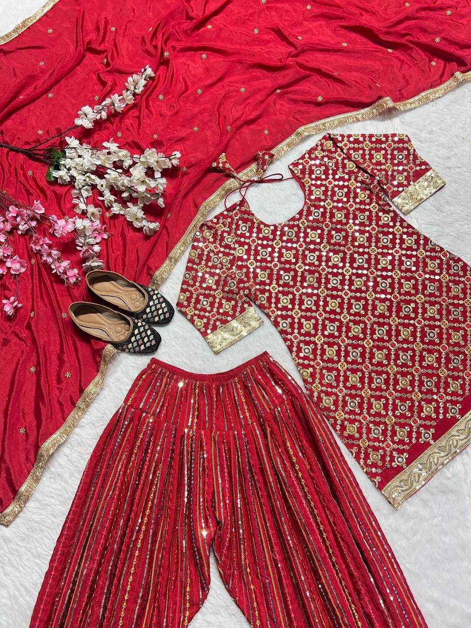 Chinon Silk Kesh146 5021 Suits & Dresses  Embroidery Patiala Ladies Salwar Ladies Silk Dhoti Salwar Punjabi Suits