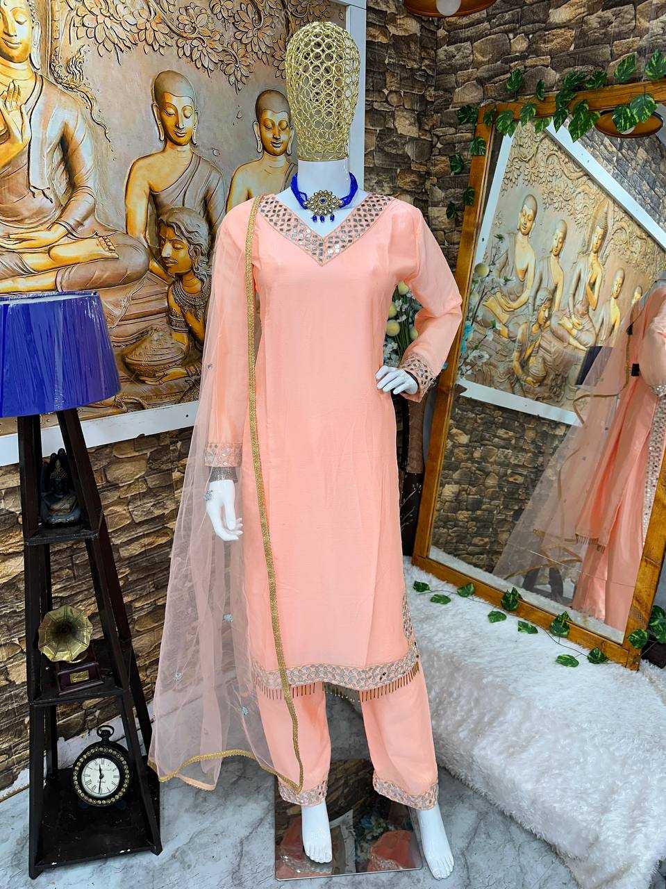 Chinon Silk Kesh147 177 Suits & Dresses Islamic Clothing  Embroidered Ladies Pakistani Ladies Silk Suits