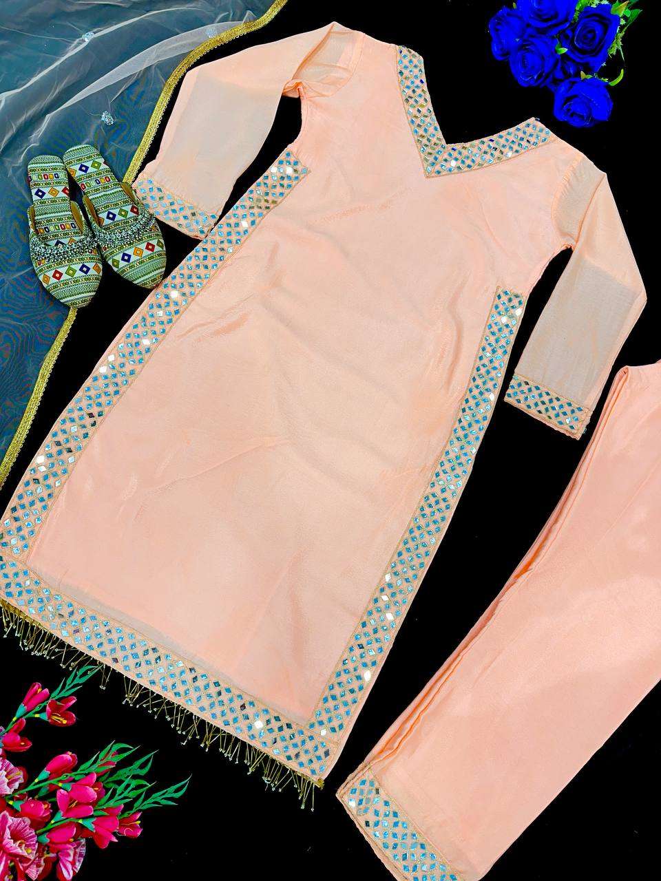 Chinon Silk Kesh147 177 Suits & Dresses Islamic Clothing  Embroidered Ladies Pakistani Ladies Silk Suits