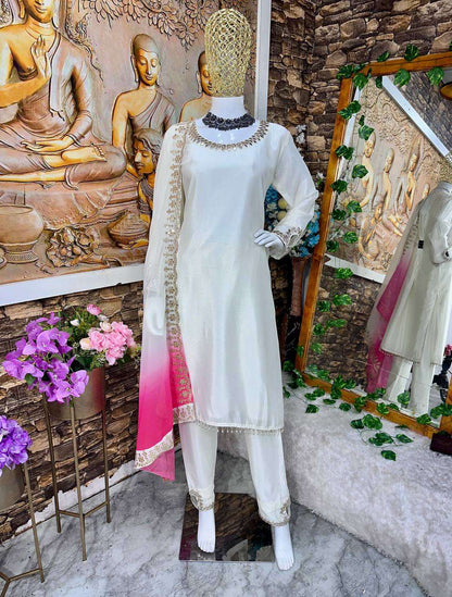 Chinon Silk Kesh147 178 Suits & Dresses Islamic Clothing  Embroidered Ladies Pakistani Ladies Silk Suits