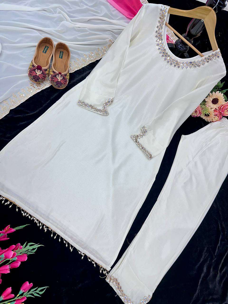 Chinon Silk Kesh147 178 Suits & Dresses Islamic Clothing  Embroidered Ladies Pakistani Ladies Silk Suits