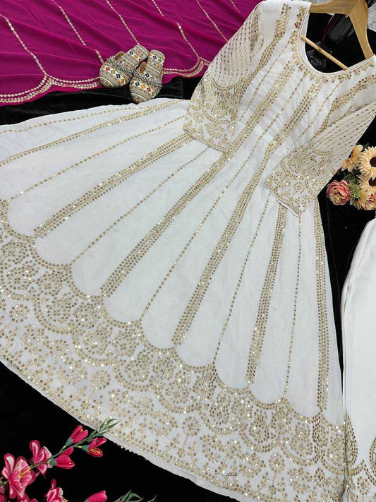 Chinon Silk Kesh147 181 Gowns  Embroidered Anarkali Long Wedding Gowns