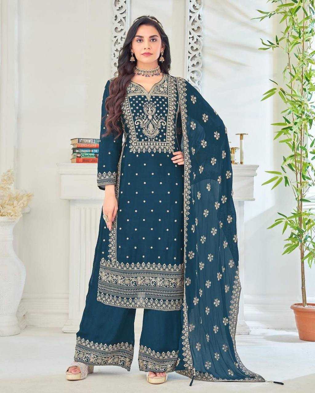 Chinon Silk Kesh147 183 Suits & Dresses  Ladies Embroidery Ladies Silk Zari Work Suits