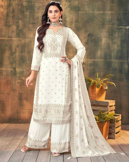 Chinon Silk Kesh147 183 Suits & Dresses  Ladies Embroidery Ladies Silk Zari Work Suits