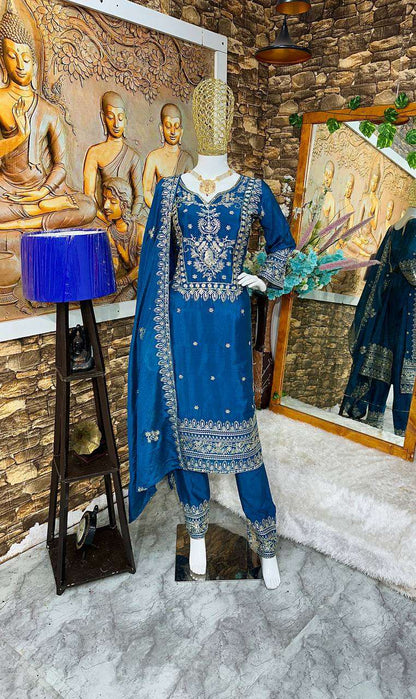 Chinon Silk Kesh147 183 Suits & Dresses  Ladies Embroidery Ladies Silk Zari Work Suits