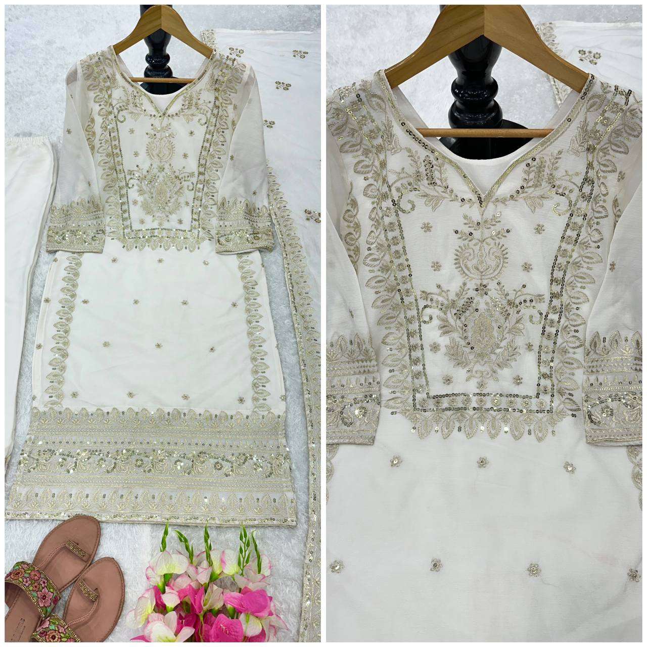 Chinon Silk Kesh147 183 Suits & Dresses  Ladies Embroidery Ladies Silk Zari Work Suits