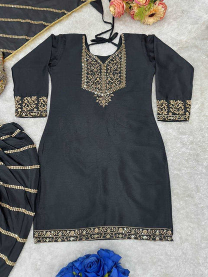 Chinon Silk Kesh147 222 Suits & Dresses  Embroidery Patiala Ladies Salwar Ladies Silk Dhoti Salwar Punjabi Suits