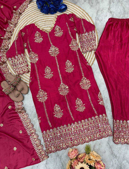 Chinon Silk Kesh147 225 Suits & Dresses Islamic Clothing   Pakistani Embroidery Ladies Silk Wedding Suits