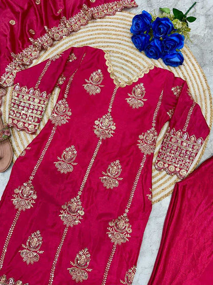 Chinon Silk Kesh147 225 Suits & Dresses Islamic Clothing   Pakistani Embroidery Ladies Silk Wedding Suits