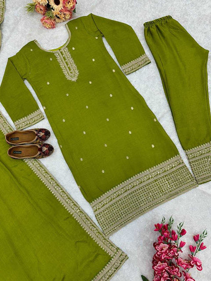 Chinon Silk Kesh148 034 Suits & Dresses  Embroidery Ladies Palazzo Ladies Silk Suits