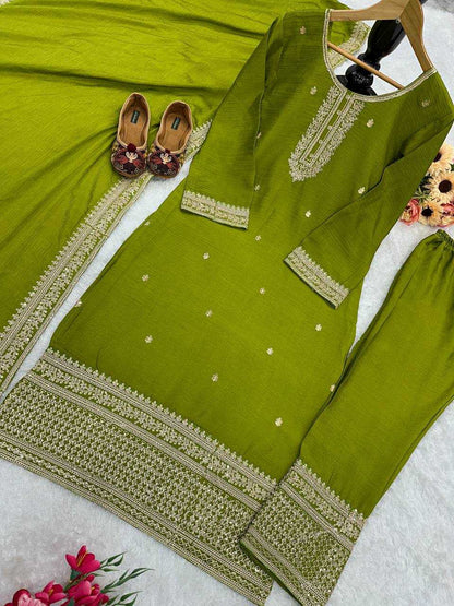 Chinon Silk Kesh148 034 Suits & Dresses  Embroidery Ladies Palazzo Ladies Silk Suits