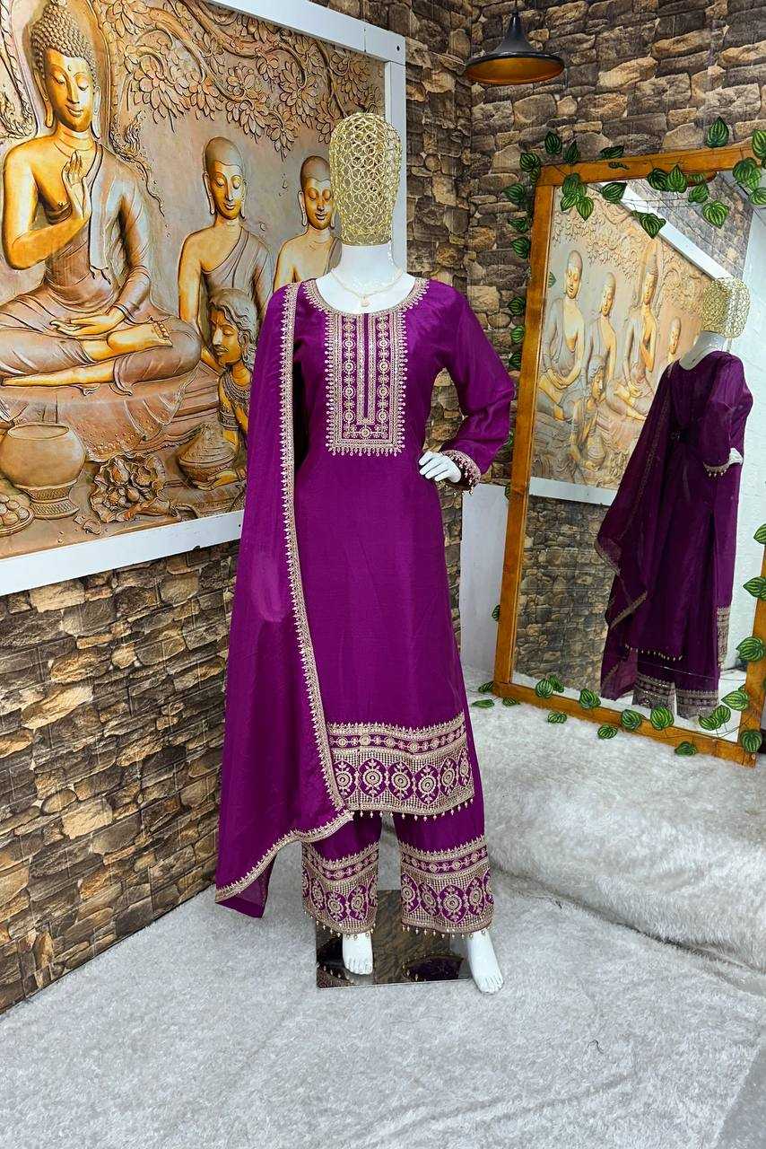 Chinon Silk Kesh148 047 Suits & Dresses Islamic Clothing  Embroidery Pakistani Ladies Silk Party Wear Suits