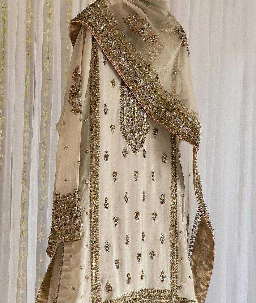 Chinon Silk Kesh149 1228 Suits & Dresses  Sharara Salwar Pakistani Embroidery Ladies Silk Wedding Suits