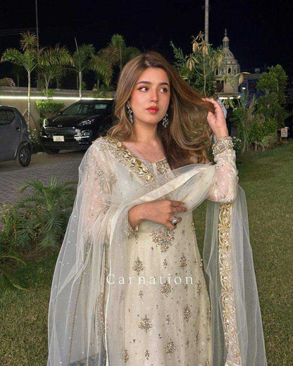 Chinon Silk Kesh149 1262 Suits & Dresses  Pakistani Embroidery Palazzo  Ladies Silk Zari Work Suits