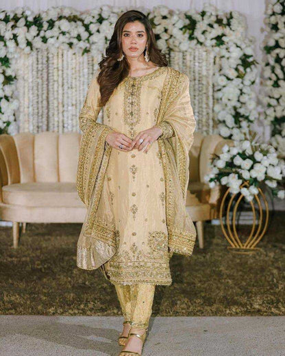 Chinon Silk Kesh149 1279 Suits & Dresses Islamic Clothing  Pakistani Embroidery Ladies Silk Wedding Zari Work Suits