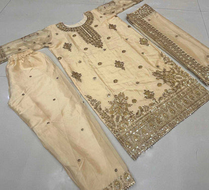 Chinon Silk Kesh149 1279 Suits & Dresses Islamic Clothing  Pakistani Embroidery Ladies Silk Wedding Zari Work Suits