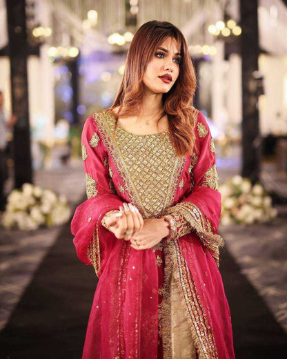 Chinon Silk Kesh149 1305 Suits & Dresses Islamic Clothing  Pakistani Embroidery Palazzo Ladies Silk Zari Work Suits