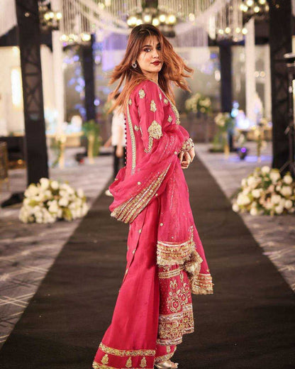 Chinon Silk Kesh149 1305 Suits & Dresses Islamic Clothing  Pakistani Embroidery Palazzo Ladies Silk Zari Work Suits