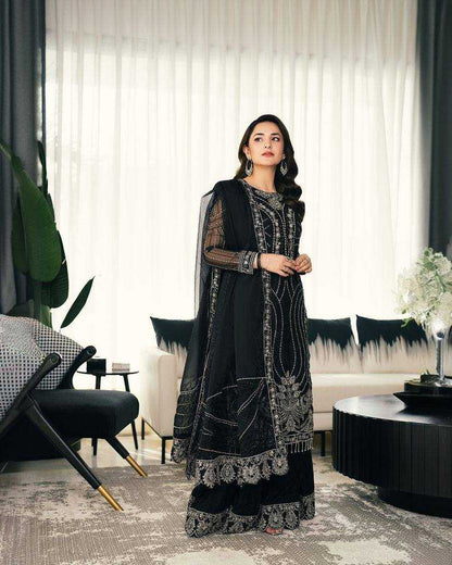 Chinon Silk Kesh149 1308 Suits & Dresses  Pakistani Embroidery Palazzo Ladies Silk Zari Work Suits