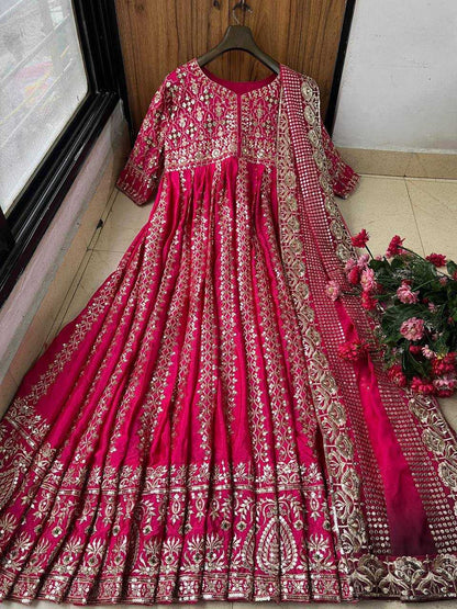 Chinon Silk Kesh149 1319 Gowns  Embroidery Anarkali Long Work Wedding Gowns