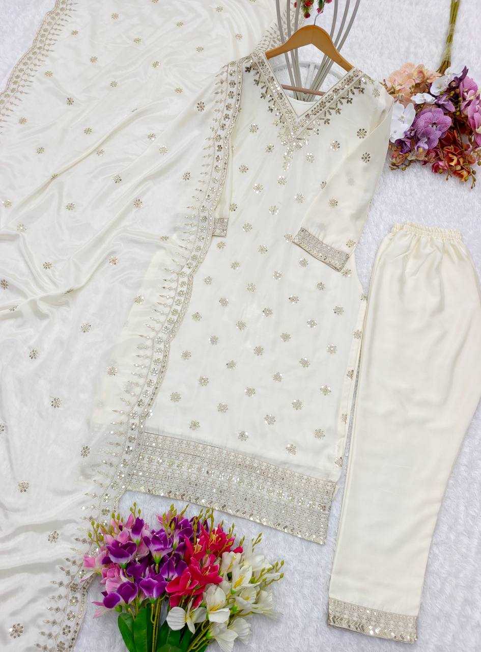 Chinon Silk Kesh156 1092 Suits & Dresses  Ladies Silk Embroidered Party Wear Wedding Suits