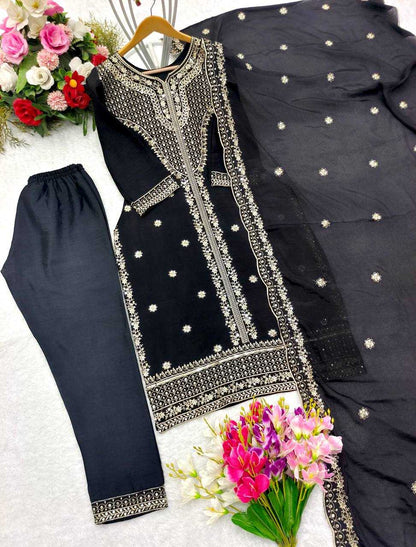 Chinon Silk Kesh156 1100 Suits & Dresses  Ladies Embroidery Ladies Silk Zari Work Suits