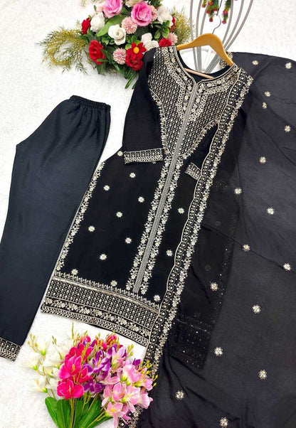 Chinon Silk Kesh156 1100 Suits & Dresses  Ladies Embroidery Ladies Silk Zari Work Suits