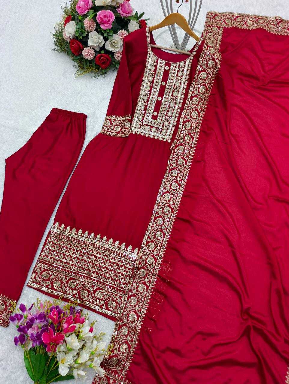 Chinon Silk Kesh156 1106 Suits & Dresses  Ladies Embroidery Ladies Silk Zari Work Diwali Collections Suits