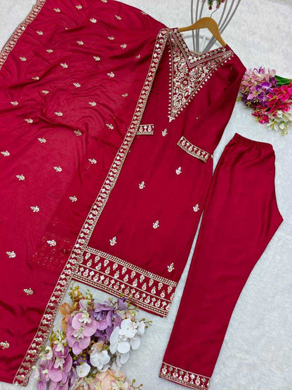 Chinon Silk Kesh156 1107 Suits & Dresses  Ladies Silk Embroidered Ladies Party Wear Suits