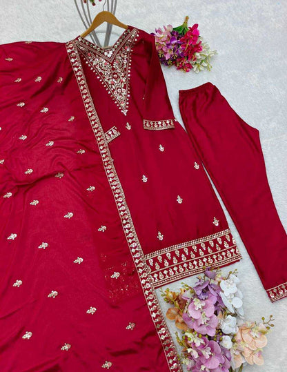 Chinon Silk Kesh156 1107 Suits & Dresses  Ladies Silk Embroidered Ladies Party Wear Suits