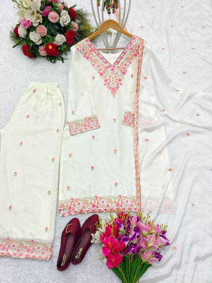 Chinon Silk Kesh156 1111 Suits & Dresses Islamic Clothing  Pakistani Embroidery Ladies Silk Ladies Party Wear Suits