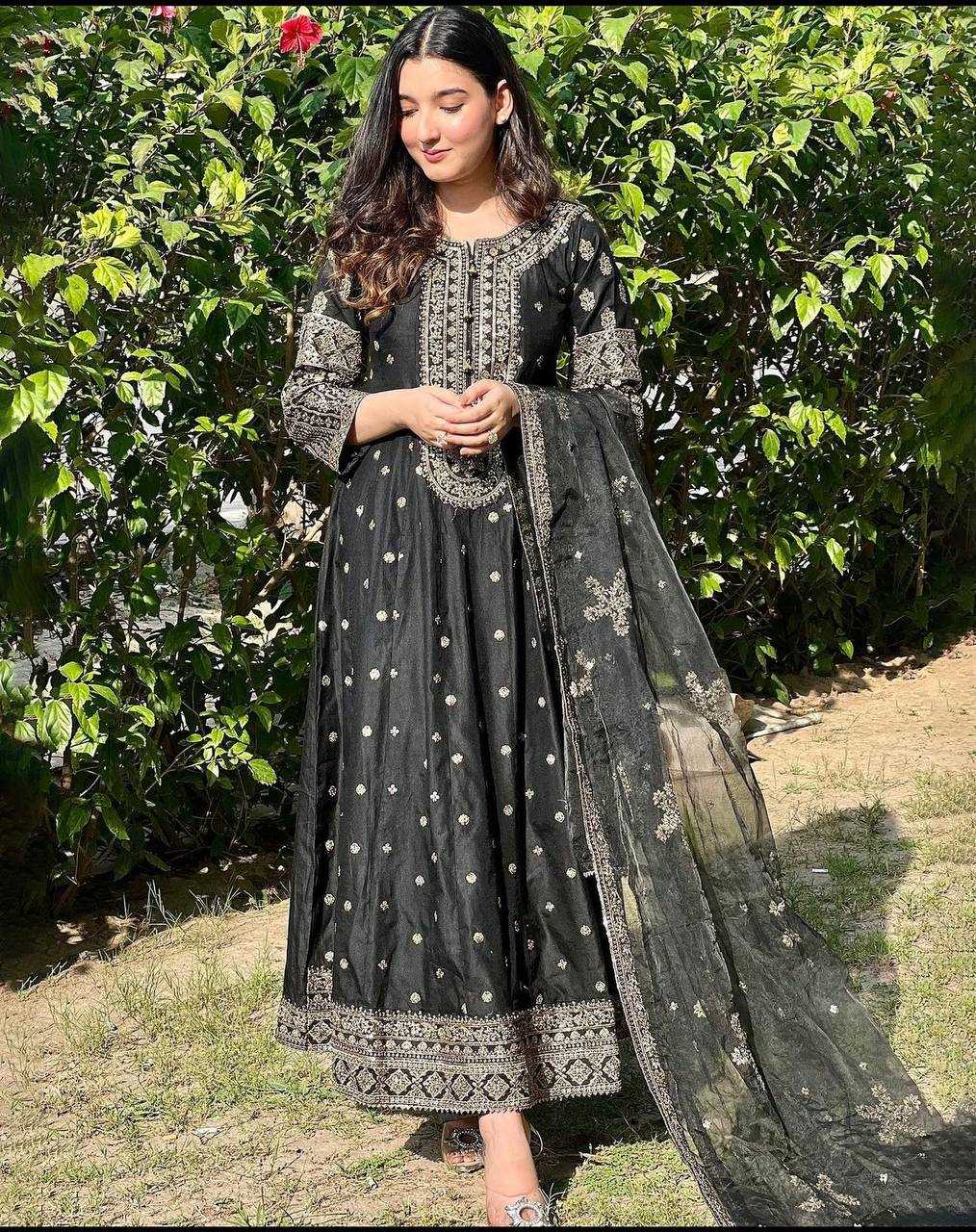 Chinon Silk Kesh156 1114 Gowns  Embroidery Anarkali Long Work Gowns