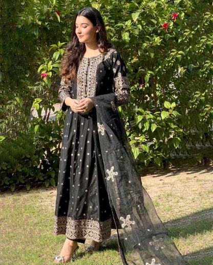 Chinon Silk Kesh156 1114 Gowns  Embroidery Anarkali Long Work Gowns