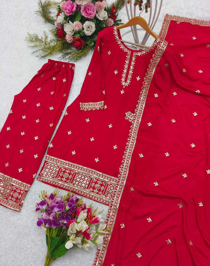 Chinon Silk Kesh156 1120 Suits & Dresses  Ladies Party Wear Ladies Silk Embroidered Palazzo Ladies Suits