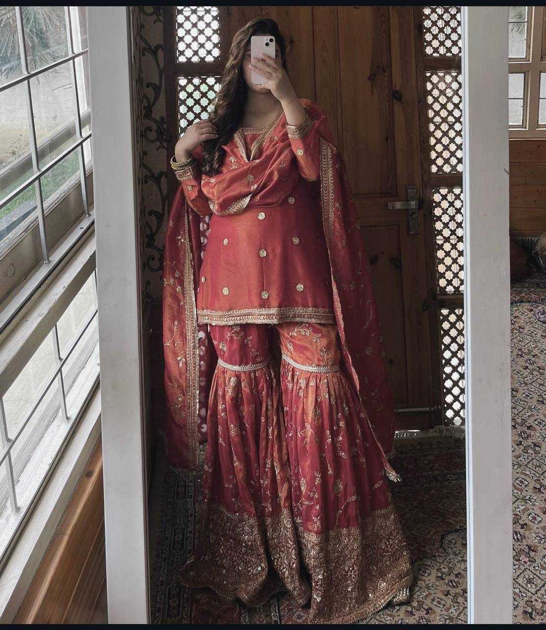 Chinon Silk Kesh156 1121 Suits & Dresses Islamic Clothing  Sharara Salwar Pakistani Embroidery Ladies Silk Suits