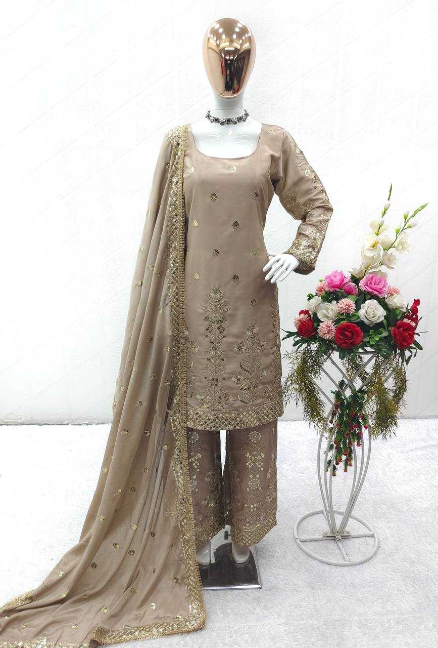 Chinon Silk Kesh156 1124 Suits & Dresses  Embroidered Ladies Silk Zari Work Ladies Party Wear Suits