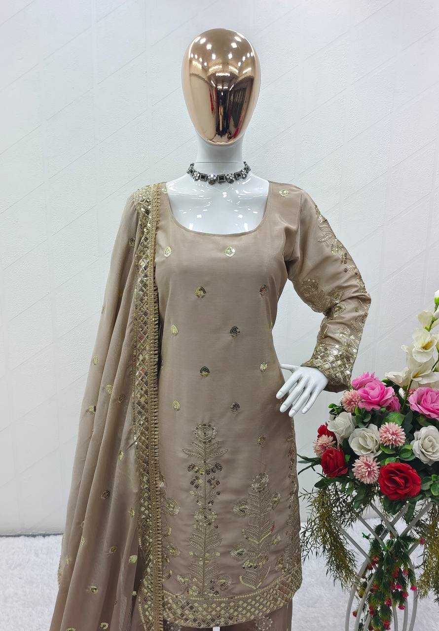 Chinon Silk Kesh156 1124 Suits & Dresses  Embroidered Ladies Silk Zari Work Ladies Party Wear Suits