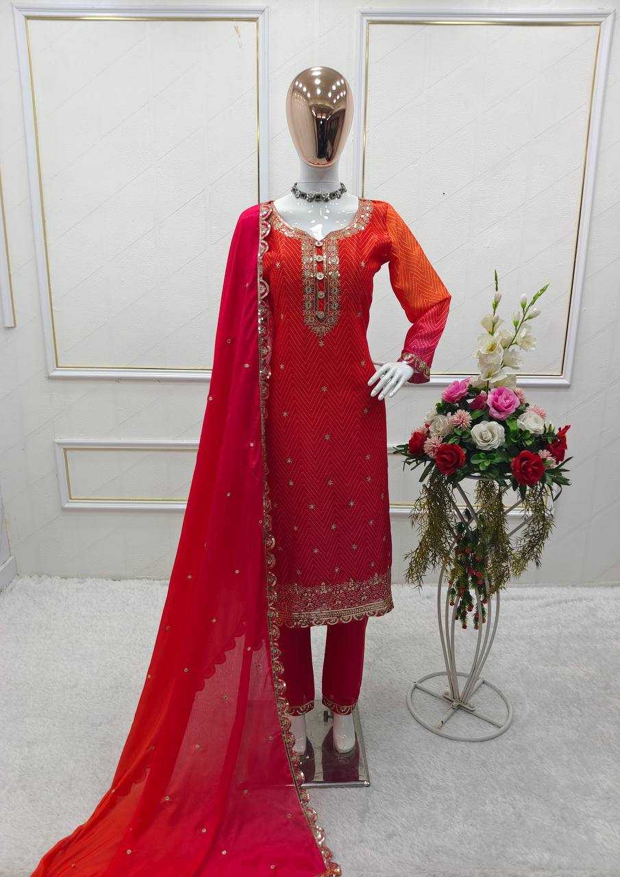 Chinon Silk Kesh156 1129 Suits & Dresses  Printed Ladies Silk Embroidered Ladies Suits