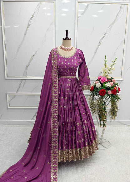 Chinon Silk Kesh156 8053 Gowns  Embroidery Anarkali Party Long Diwali Collections Gowns