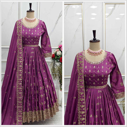 Chinon Silk Kesh156 8053 Gowns  Embroidery Anarkali Party Long Diwali Collections Gowns