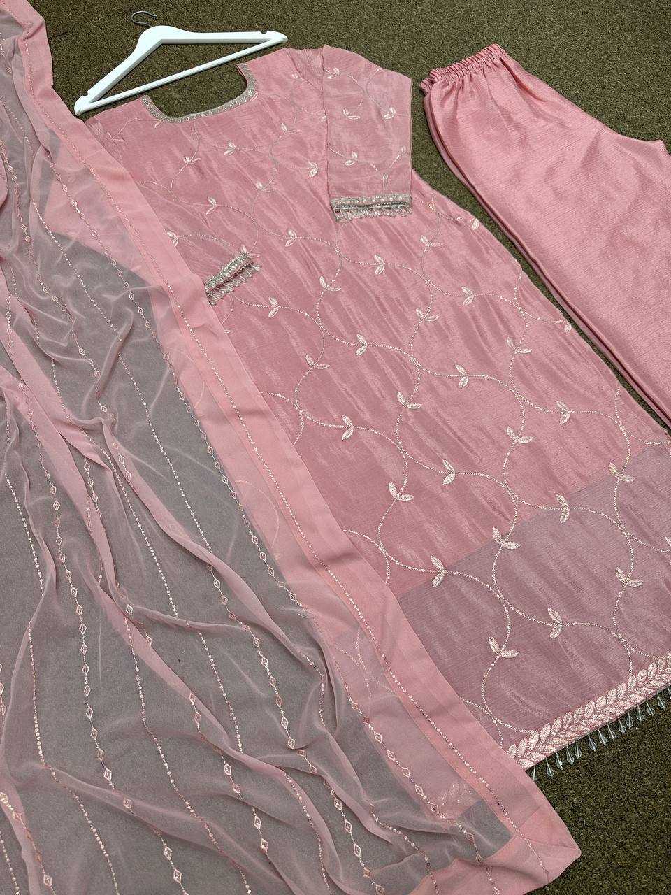 Chinon Silk Kesh157 1630 Suits & Dresses Islamic Clothing  Pakistani Embroidery Ladies Silk Suits